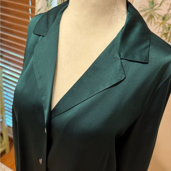 BR Silk Resort Shirt Green Banana Republic Long Sleeve Bliss Button-up Size S - Picture 4 of 7